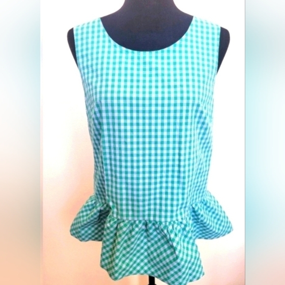 J.CREW  women's small tank top with ruffle bottom and double tie back - Picture 1 of 8